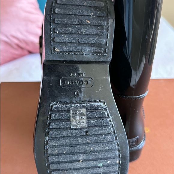 COACH Black Knee High Talia rubber rain boots. Size 6. Gently used. - Picture 4 of 6